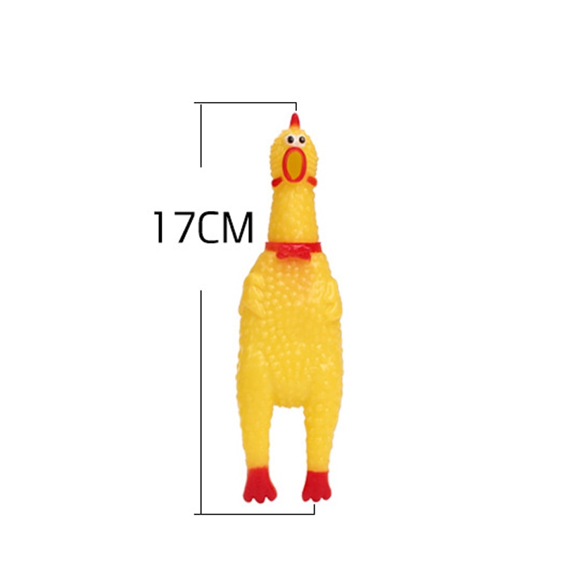 Screaming Chicken Squeeze Sound Dog Chew Toy Durable Funny Yellow Rubber