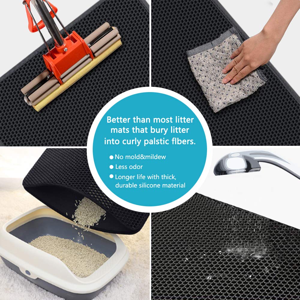 Cat Litter Mat With Double Layer Waterproof Non-slip Pad Washable