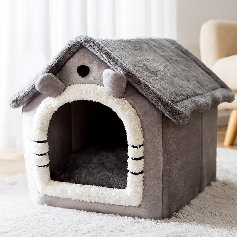 Soft Cat Bed Deep Sleep Cat House with Removable Cushion Enclosed Tent For Kittens