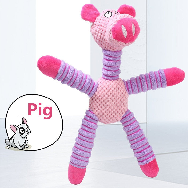 Indestructible Dog Squeaky Toy Animals Soft Plush Chew Toy