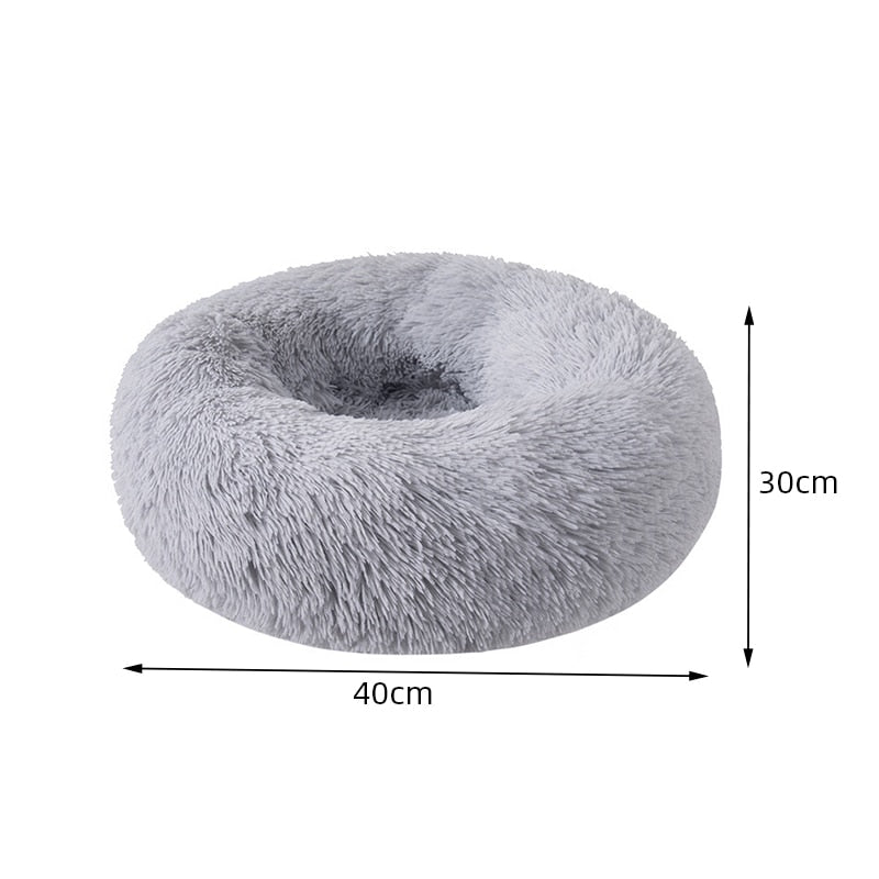 Soft Shaggy Comfy Round Nest Cat Bed Removable Machine Washable Pillow