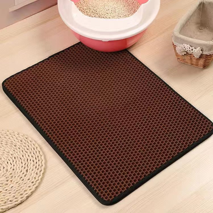Cat Litter Mat With Double Layer Waterproof Non-slip Pad Washable