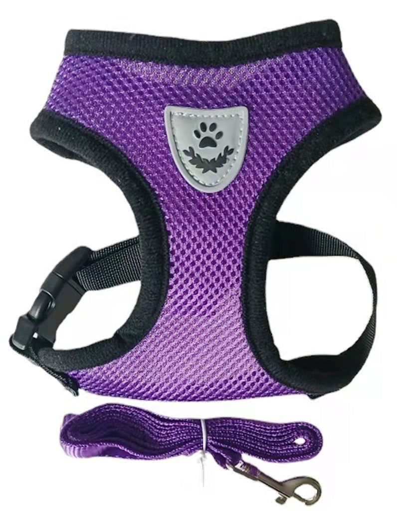 Cat Harness with Lead Adjustable Vest Polyester Mesh Breathable Reflective