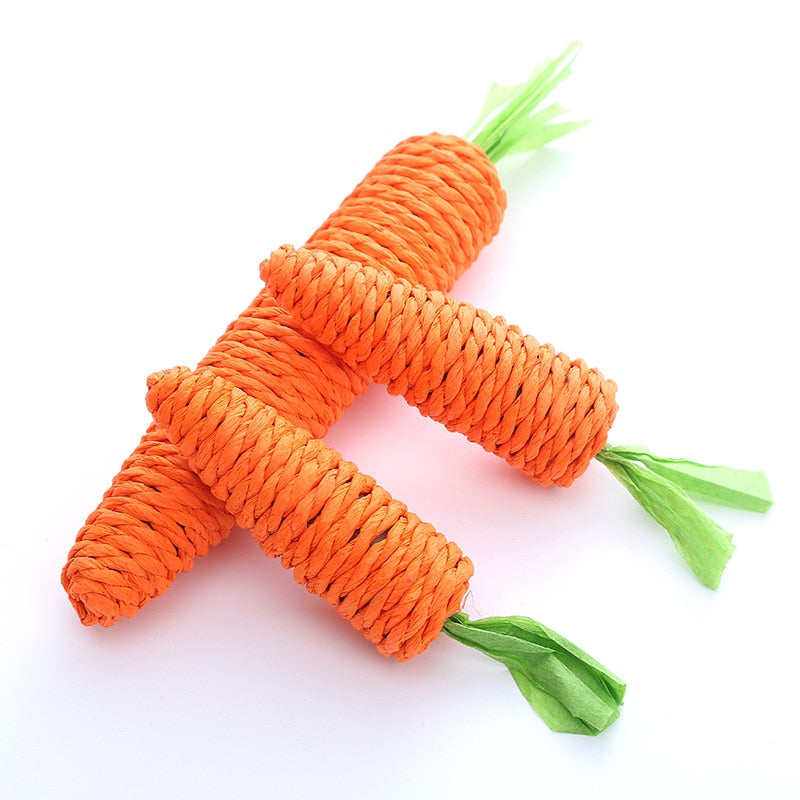 Carrot Pet Cat Toy Paper Rope Chew with Built-in Bell