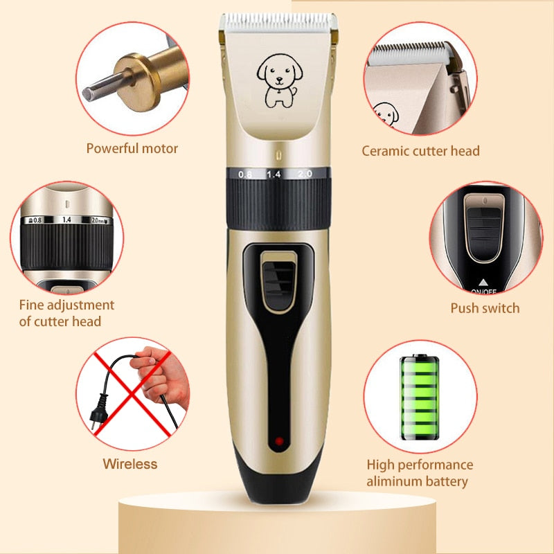 Dog Clipper Dog Hair Clippers Grooming (Pet/Cat/Dog/Rabbit) Haircut Trimmer Shaver Set Pets Cordless Rechargeable Professional