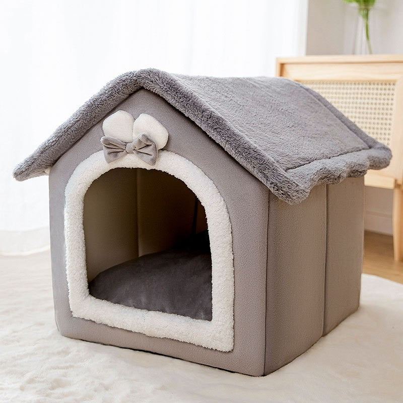 Soft Cat Bed Deep Sleep Cat House with Removable Cushion Enclosed Tent For Kittens
