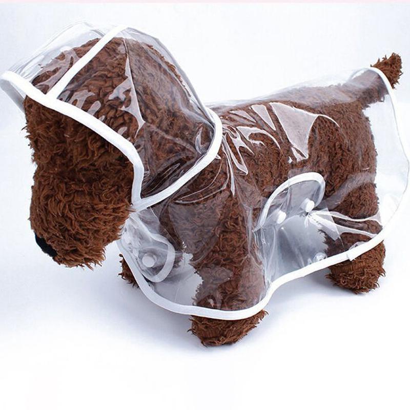 Dogs Transparent Raincoat Hooded Waterproof Soft PVC