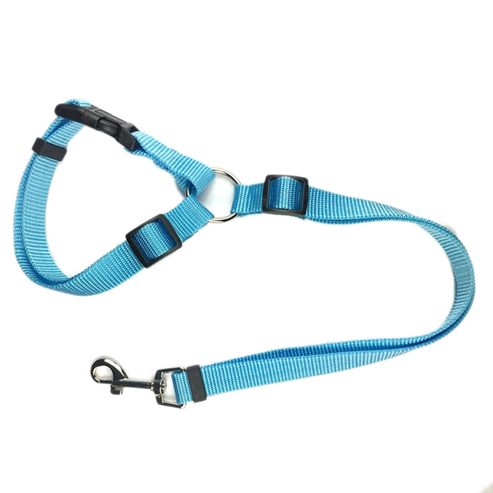 Two-in-one Nylon Adjustable Dogs Car Seat Belt Lead for Backseat Safety