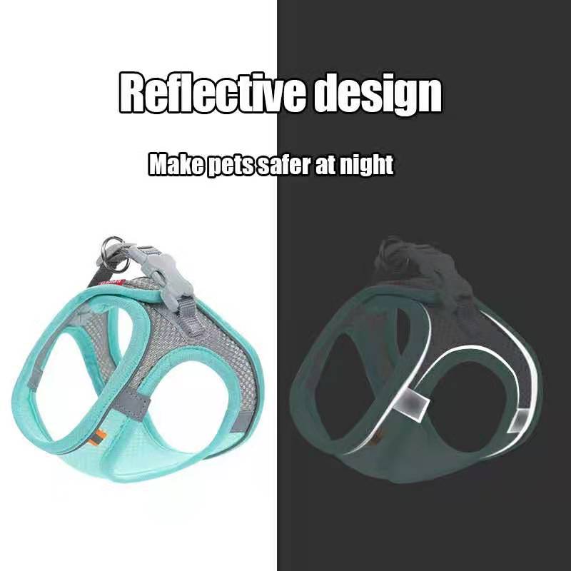 Dog Harness & Lead Reflective Breathable Adjustable for Small Medium Dogs