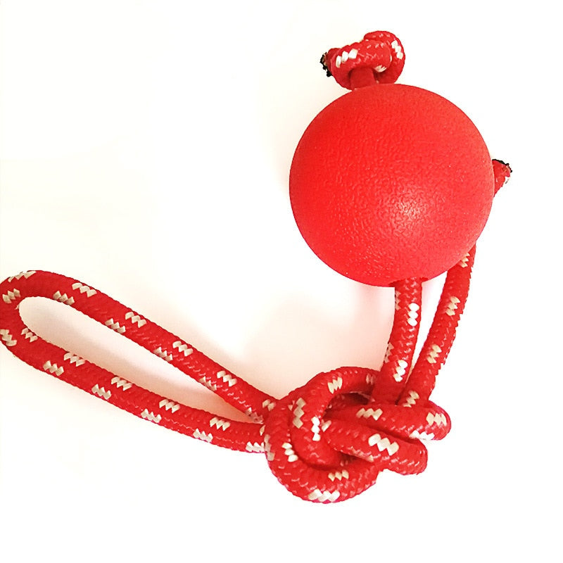 Indestructible Dog Ball Chew Solid Rubber Balls with Rope