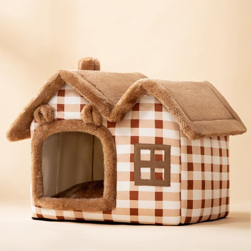 Soft Cat Bed Deep Sleep Cat House with Removable Cushion Enclosed Tent For Kittens