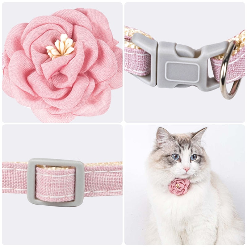Cat Collar Adjustable Bow Tie/Flower with Safety Button
