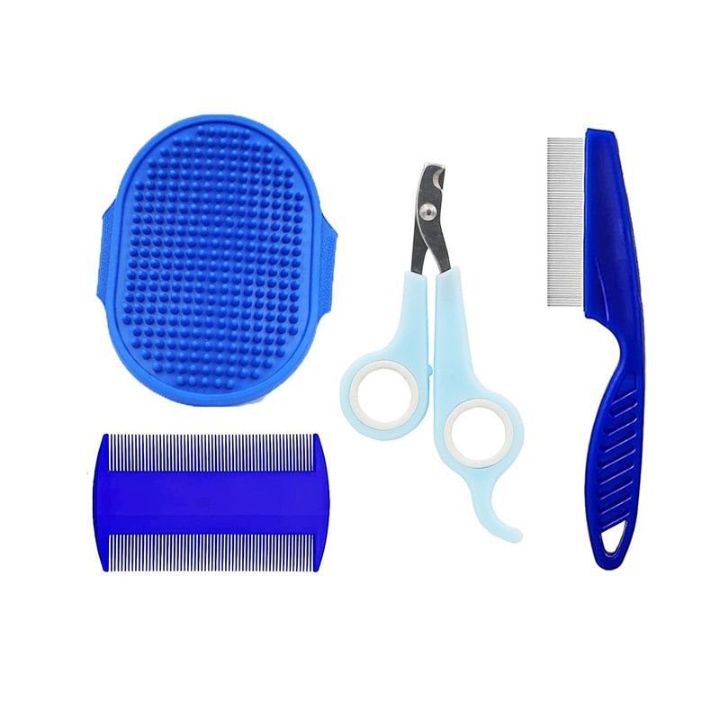 Small Pet And Rodent Grooming Kit with Tear Stain Remover Combs Nail Clippers & Double-Sided Shampoo Bath Brush