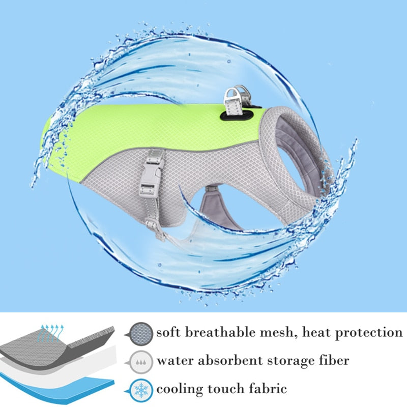 Summer Dog Cooling Vest Harness Reflective Quick Release Cool Jacket
