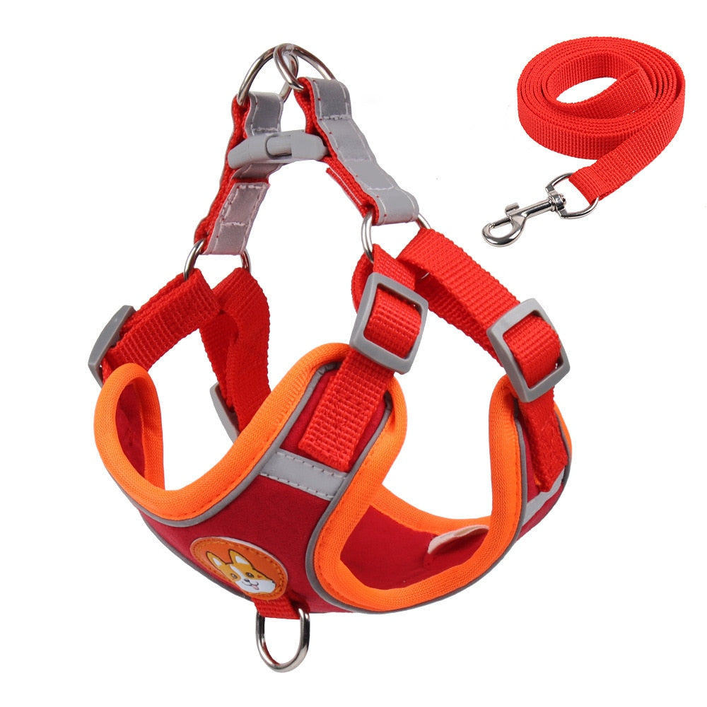 No Pull Pet Dog Harness and Lead Set Adjustable Harness with Reflective Vest