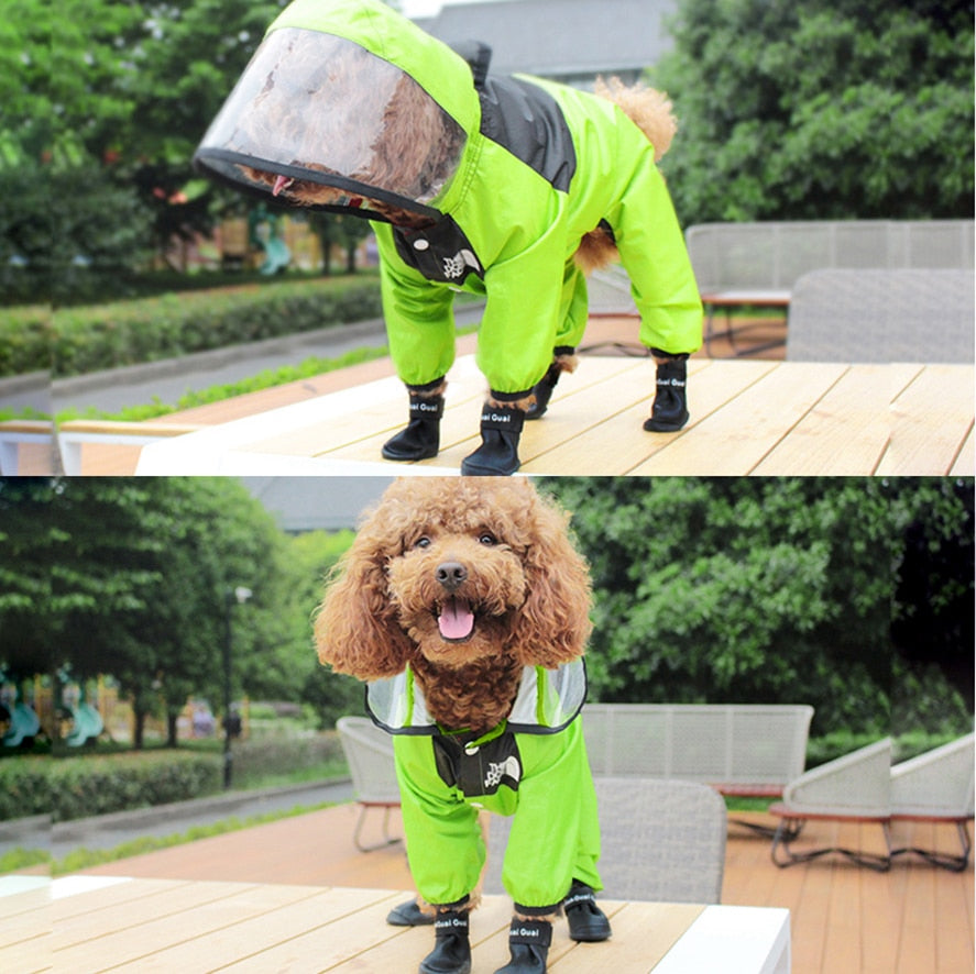 Dogs Transparent Hooded Waterproof Coat