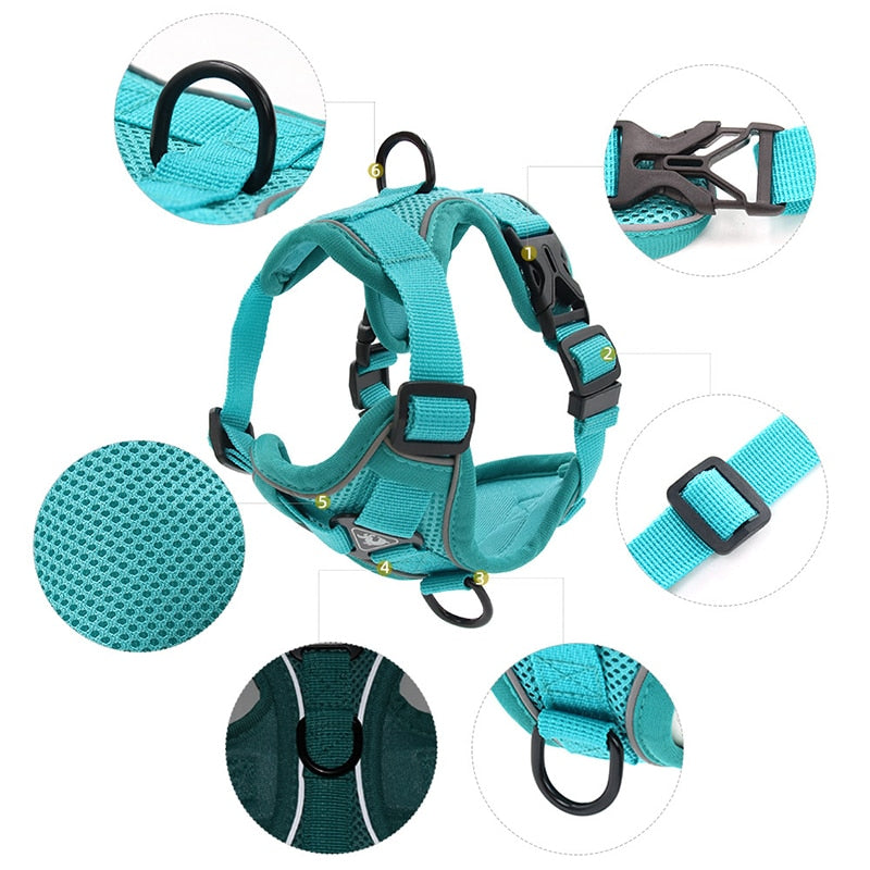 No Pull Dog Harness and Lead Set Adjustable Vest For Small Dogs with Reflective Mesh