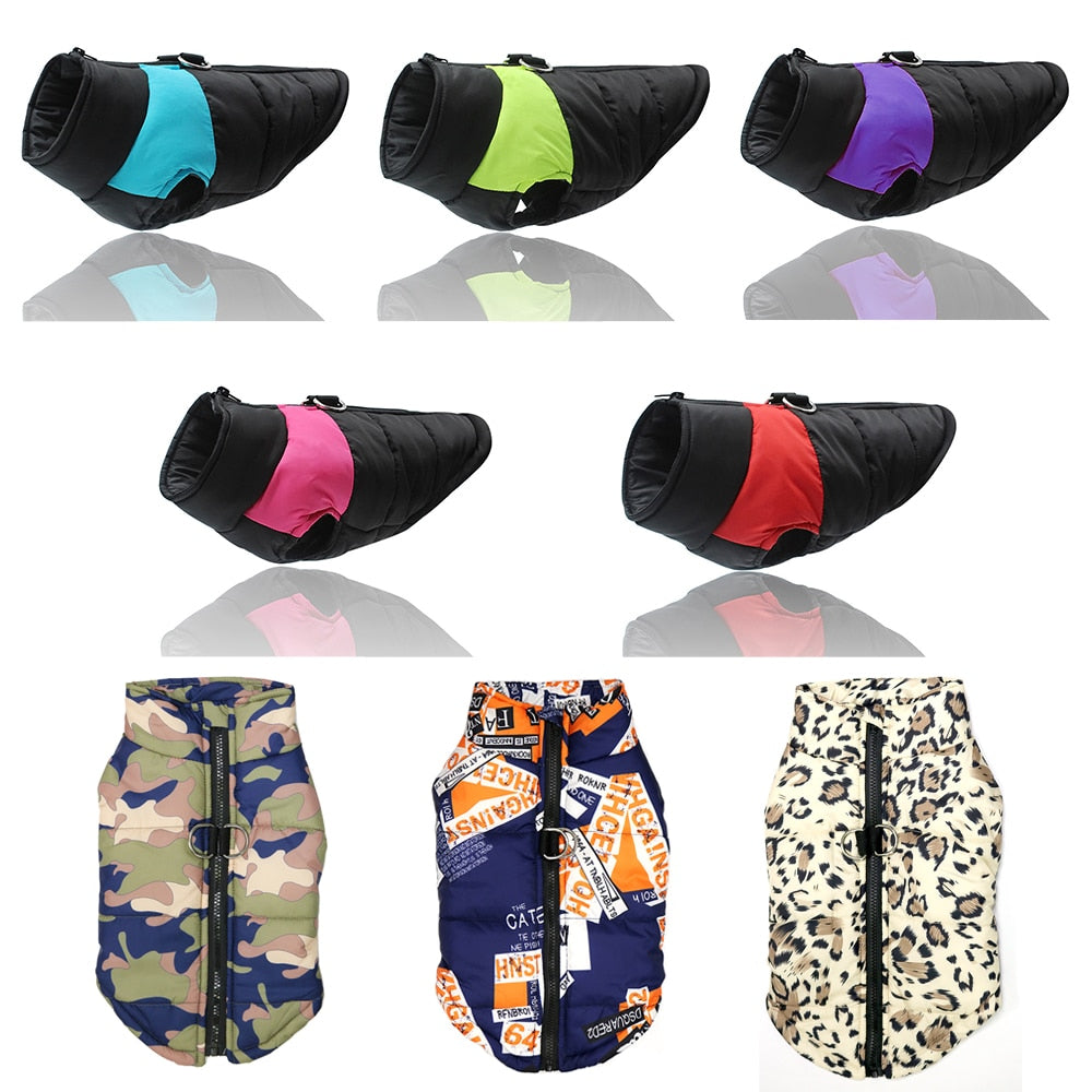 Padded Winter Warm Dog Waterproof Zipper Jacket