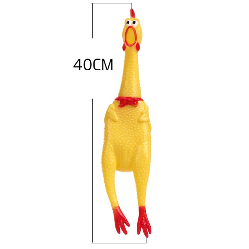 Screaming Chicken Squeeze Sound Dog Chew Toy Durable Funny Yellow Rubber