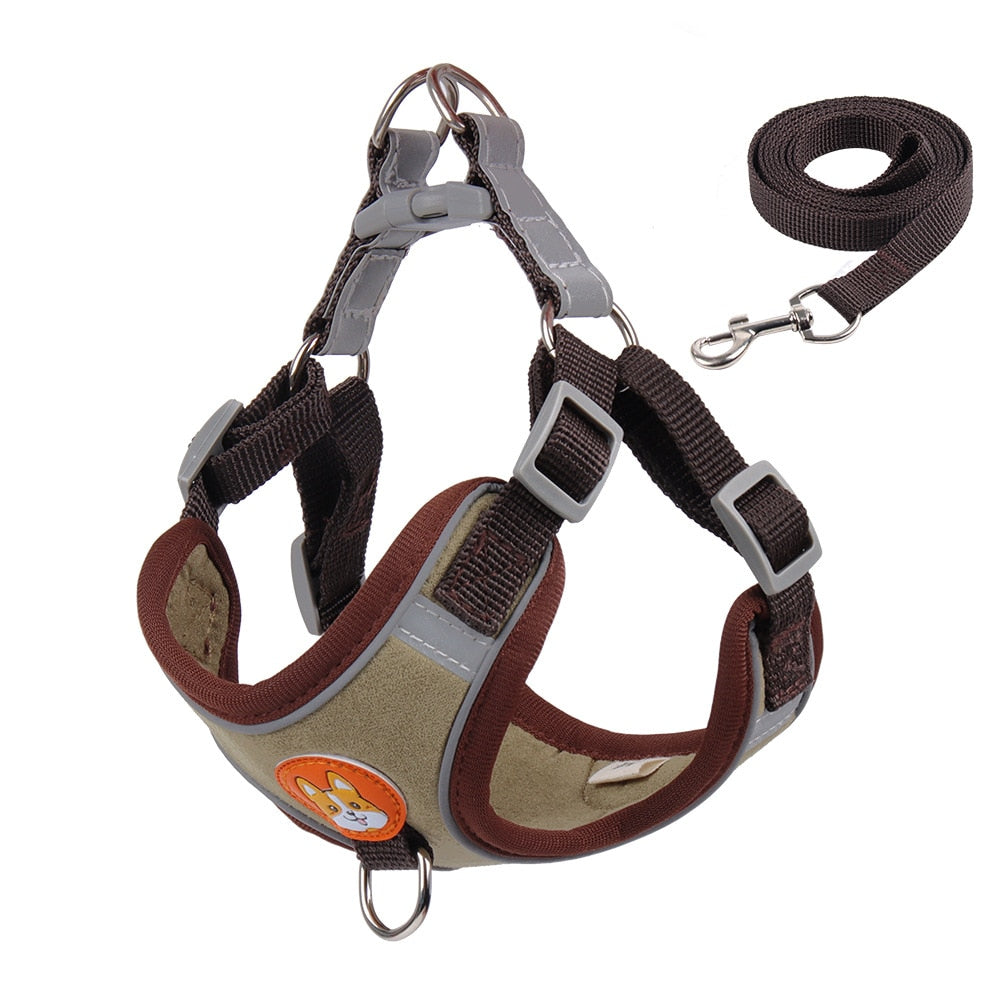 No Pull Pet Dog Harness and Lead Set Adjustable Harness with Reflective Vest