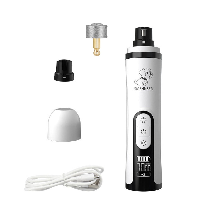 Electric Pet Nail Grinder with LED Light Cat Dogs Nail Clippers USB Rechargeable