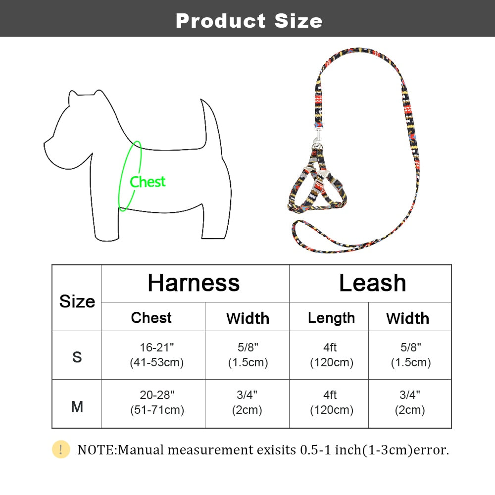 Adjustable Nylon Small/Medium Dog Harness & Lead Set