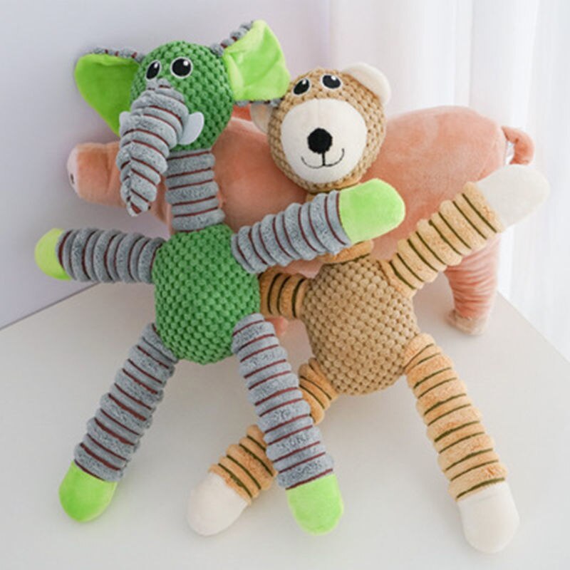 Indestructible Dog Squeaky Toy Animals Soft Plush Chew Toy