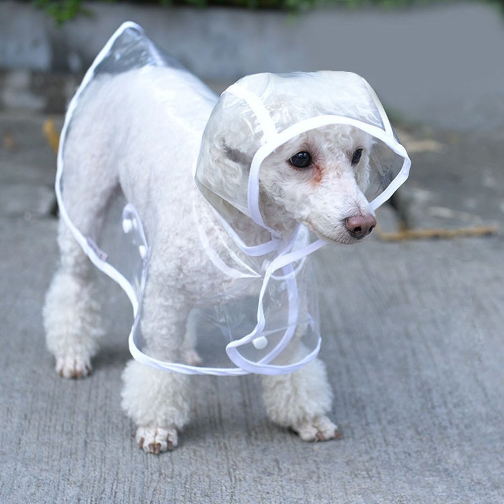 Dogs Transparent Raincoat Hooded Waterproof Soft PVC