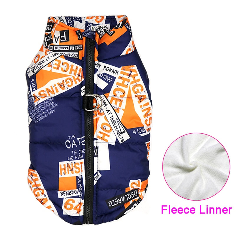 Padded Winter Warm Dog Waterproof Zipper Jacket