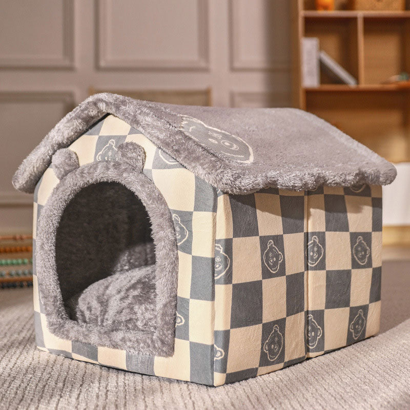 Foldable Dog House Bed For Small Medium Dogs Cats Winter Warm Bed
