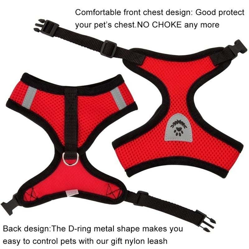 Cat Harness with Lead Adjustable Vest Polyester Mesh Breathable Reflective
