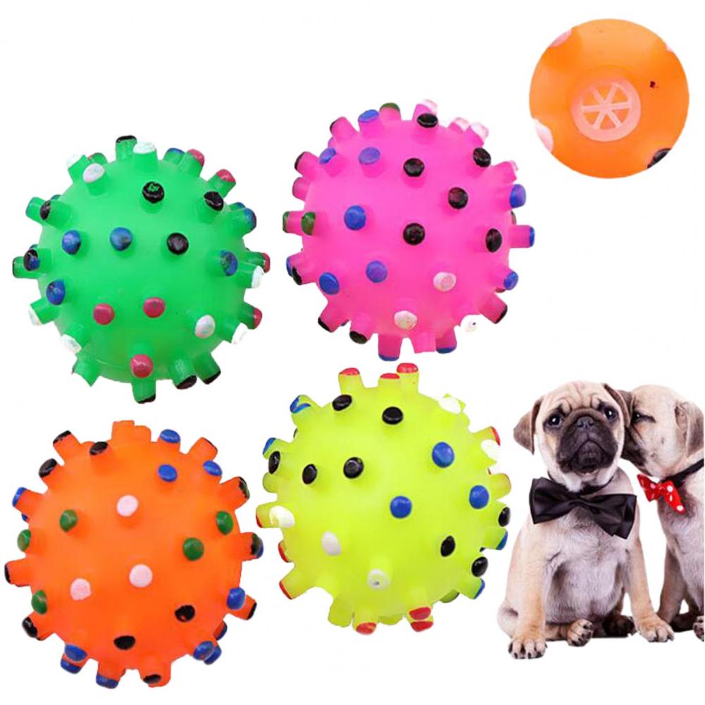Round Dog Ball Toy Durable Puppy Training Ball with Squeeky