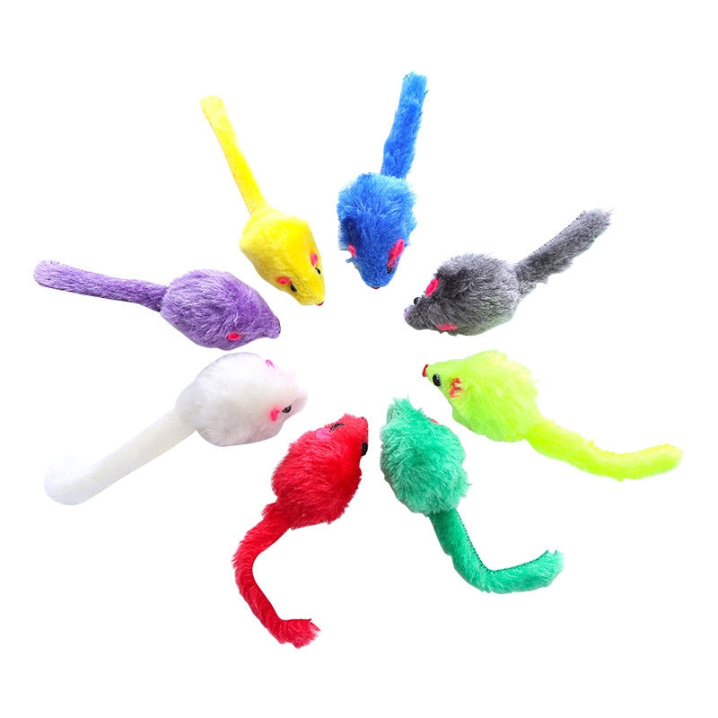 5 Pcs Furry Mice Cat/Kitten Toys
