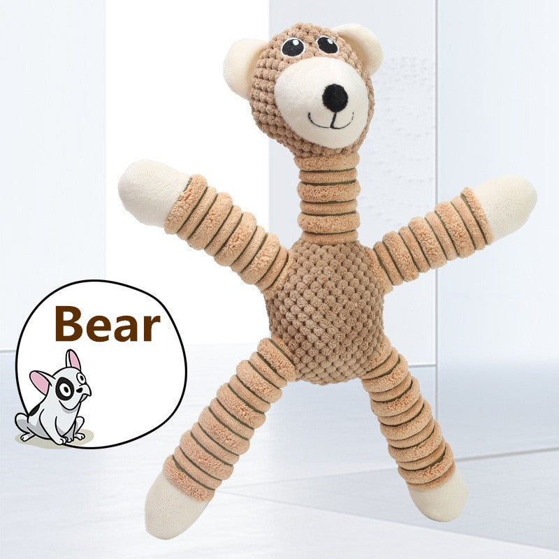 Indestructible Dog Squeaky Toy Animals Soft Plush Chew Toy