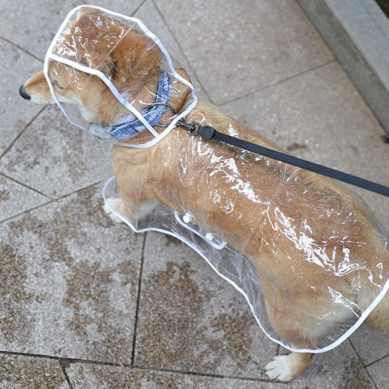 Dogs Transparent Raincoat Hooded Waterproof Soft PVC