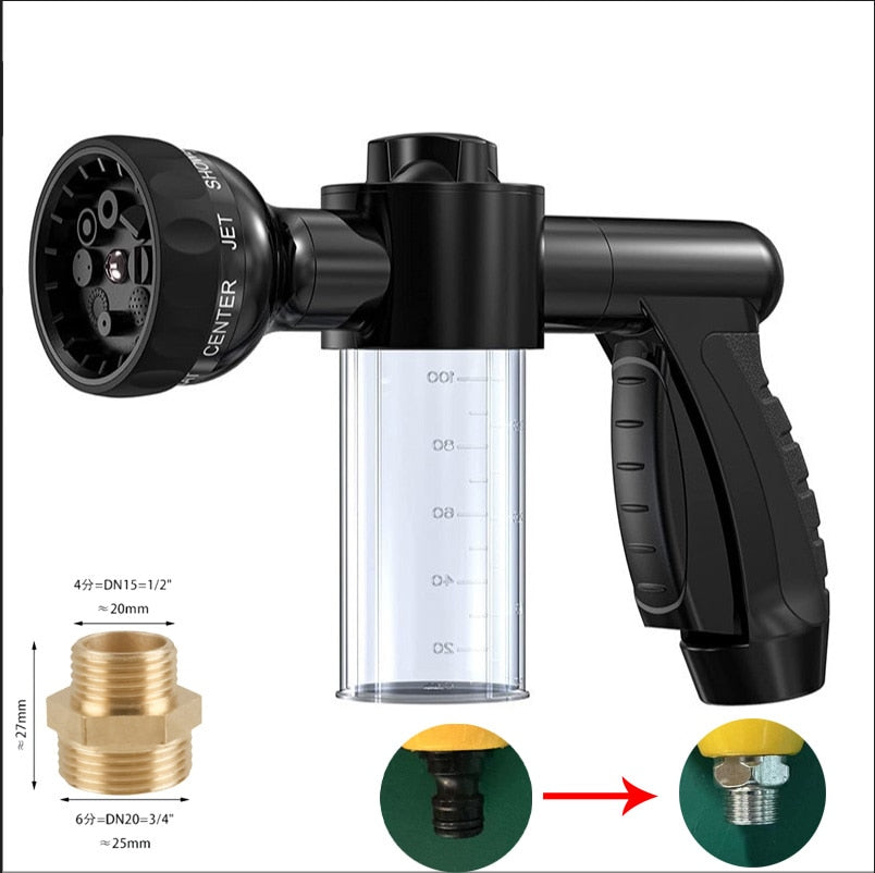 High-pressure Sprayer Nozzle Hose dog shower Gun 3 Mode Adjustable Water Foam Soap Sprayer