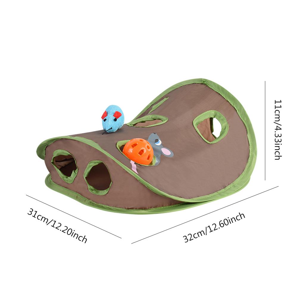 Cats & Kittens Interactive Hide Seek Game with 9 Holes Tunnel Mouse Hunt