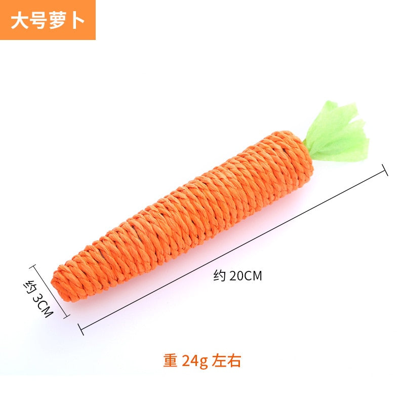 Carrot Pet Cat Toy Paper Rope Chew with Built-in Bell