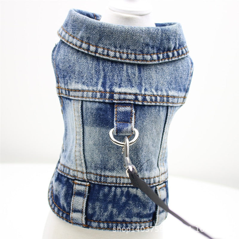 Dog Cool Denim Dog Jacket for Small Medium Dogs