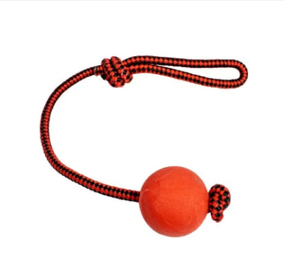 Indestructible Dog Ball Chew Solid Rubber Balls with Rope