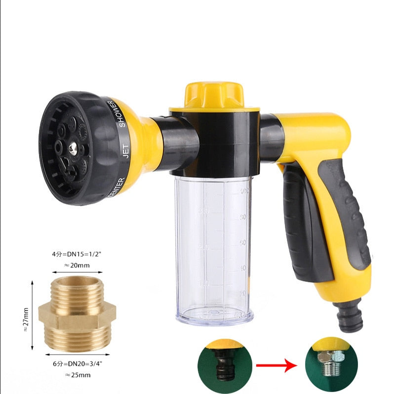 High-pressure Sprayer Nozzle Hose dog shower Gun 3 Mode Adjustable Water Foam Soap Sprayer