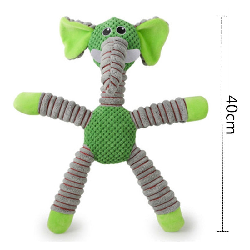 Indestructible Dog Squeaky Toy Animals Soft Plush Chew Toy