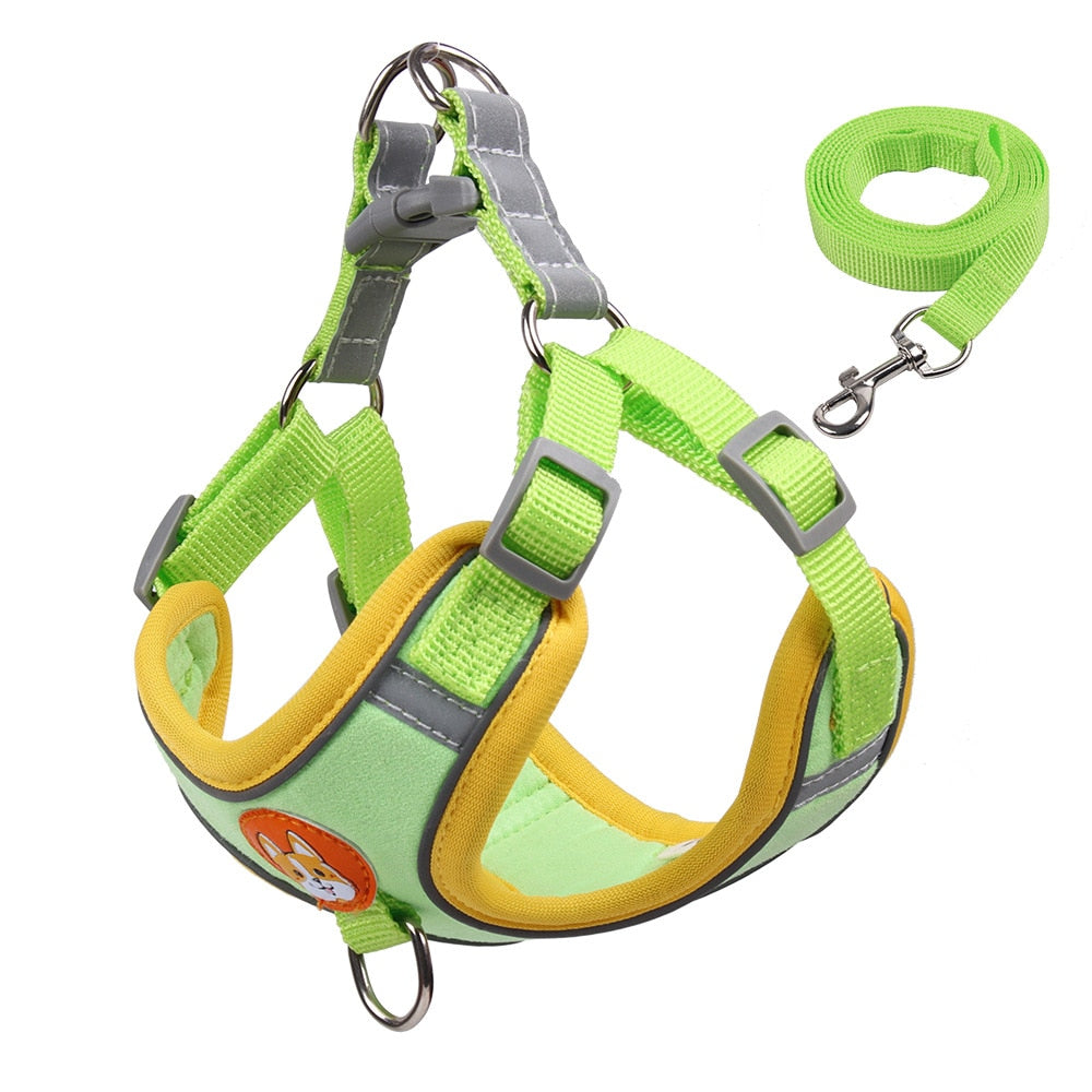 No Pull Pet Dog Harness and Lead Set Adjustable Harness with Reflective Vest