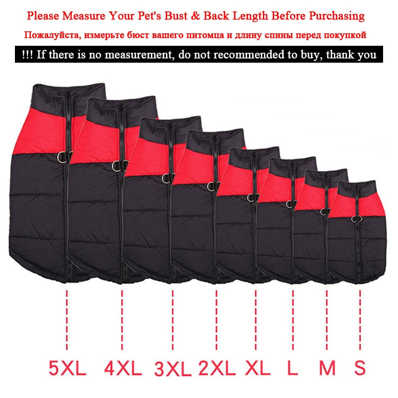 Padded Winter Warm Dog Waterproof Zipper Jacket