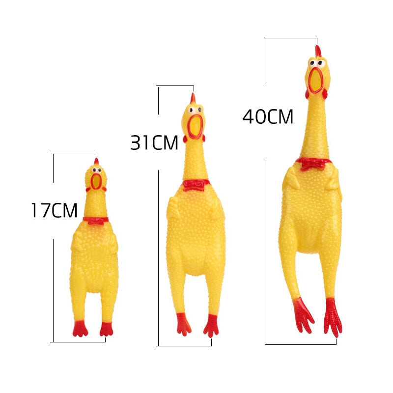 Screaming Chicken Squeeze Sound Dog Chew Toy Durable Funny Yellow Rubber
