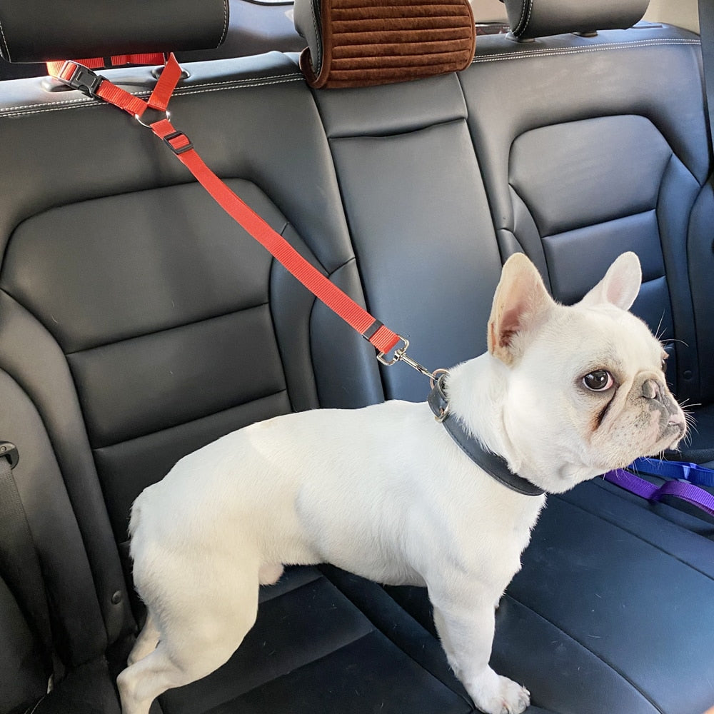 Two-in-one Nylon Adjustable Dogs Car Seat Belt Lead for Backseat Safety