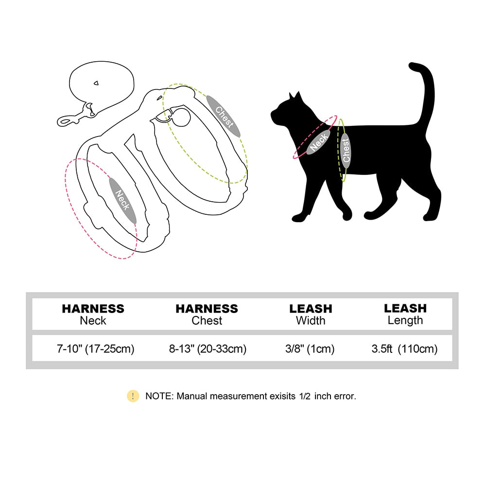 Nylon Cat Harness and Lead Set Cat Collar With Bell Adjustable
