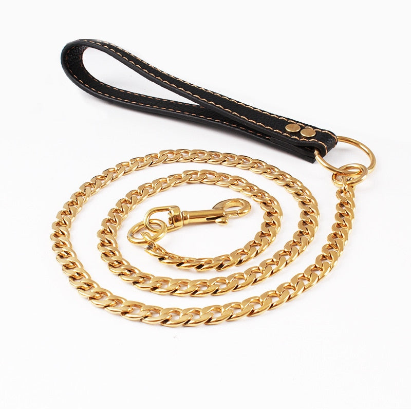 Gold Chain Dog Lead Stainless Steel