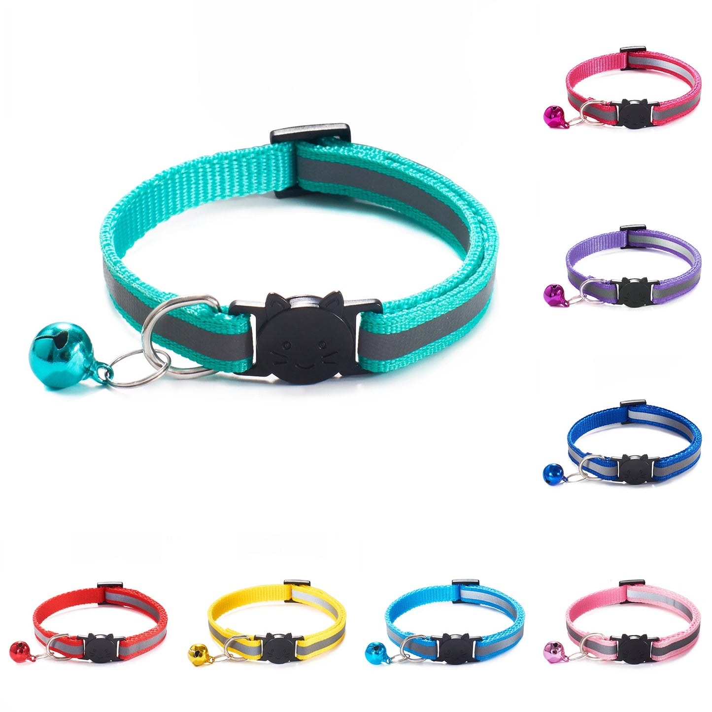 Reflective Breakaway Cat Collar with Safety Elastic Adjustable with Bell