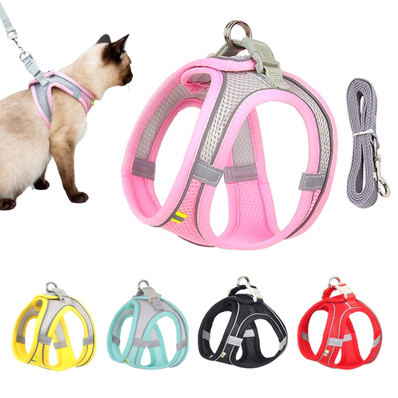 Escape Proof Cat Harness and Lead Set Adjustable Mesh